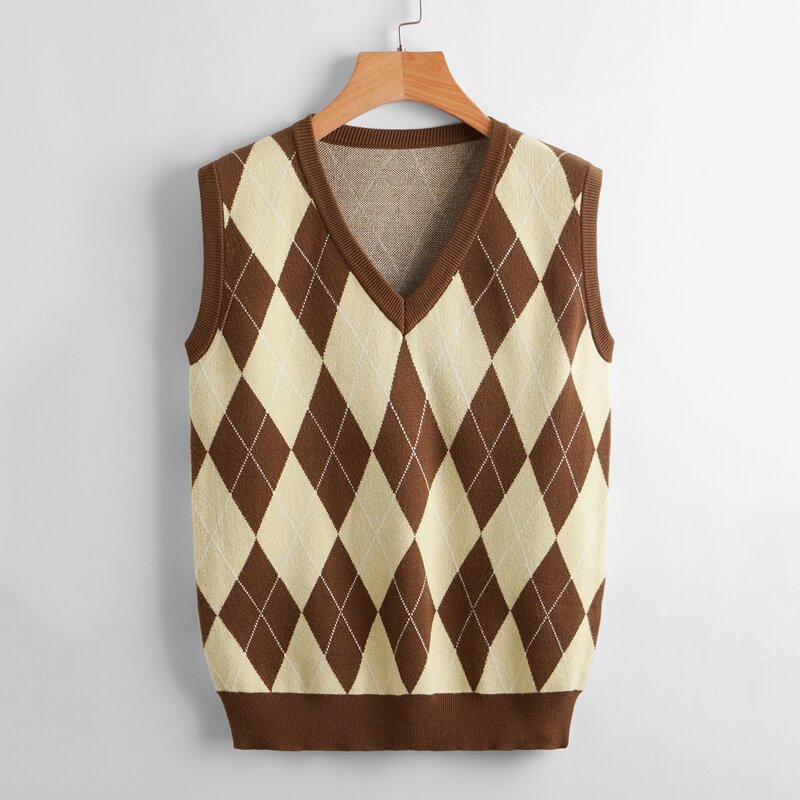 

Argyle Pattern Sweater Vest, Multicolor