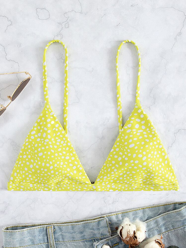 Dalmatian Triangle Bikini Top, For Summer Beach Vacation - Multicolor - View 1