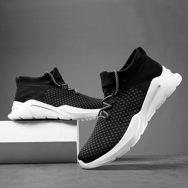 

Men Lace Up Front Running Shoes, Black