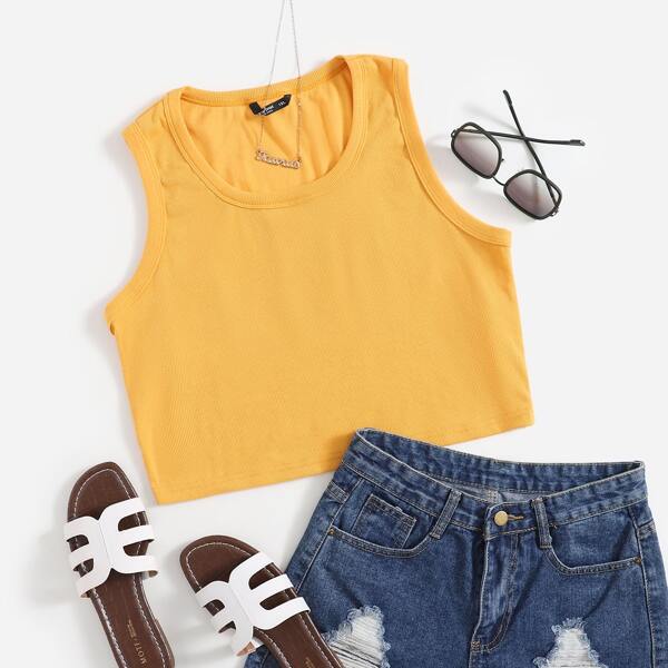 

Plus Scoop Neck Tank Top, Yellow