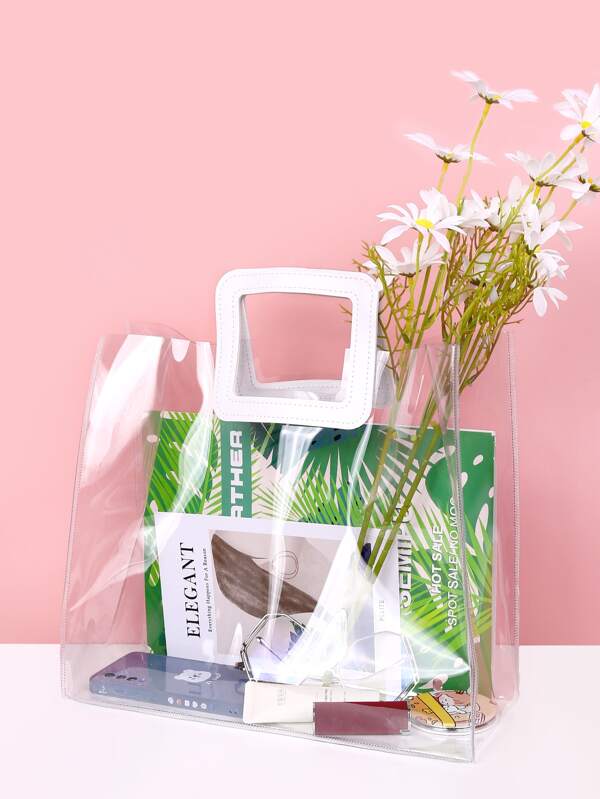 Minimalist Clear Top Handle Bag SHEIN USA