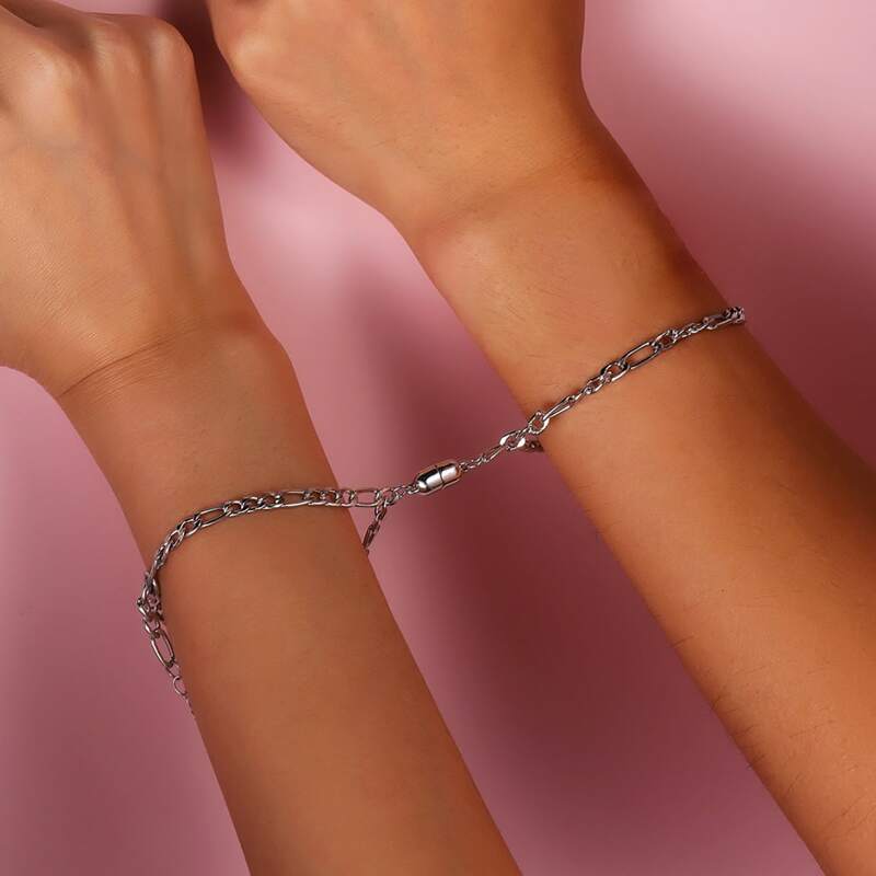 

2pcs Magnetic Chain Bracelet, Silver