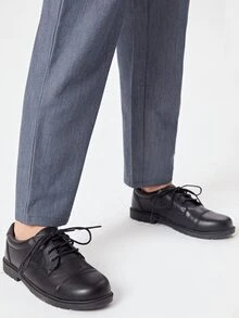 SHEIN Boys Elastic Waist School Trousers - Dark Grey - View 5