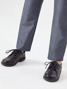 SHEIN Boys Elastic Waist School Trousers - Dark Grey - View 7