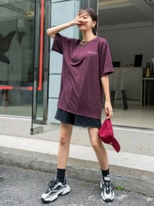 DAZY 字母圖案t卹 - 紫色 - 查看 2