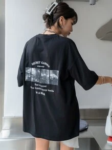 DAZY Letter Graphic Tee - Black - View 2