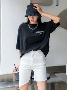 DAZY Letter Graphic Tee - Black - View 3