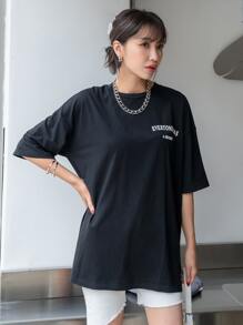 DAZY Letter Graphic Tee - Black - View 4