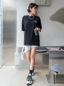 DAZY Letter Graphic Tee - Black - View 6