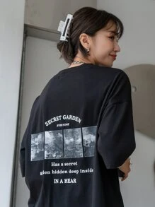 DAZY Letter Graphic Tee - Black - View 9