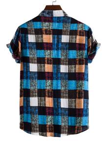 Manfinity Hypemode Men Plaid Print Button Front Shirt - Multicolor - View 2