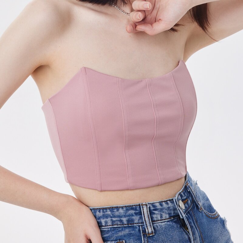 

Solid Crop Tube Top, Baby pink