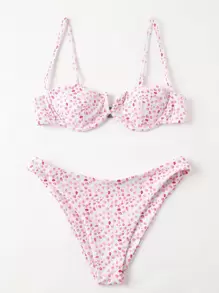 Floral V Wired Underwire Bikini - Multicolor - View 1
