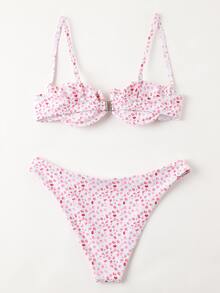 Floral V Wired Underwire Bikini - Multicolor - View 2