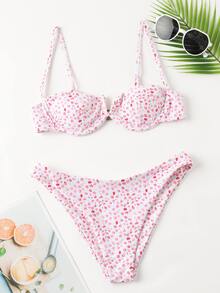 Floral V Wired Underwire Bikini - Multicolor - View 4