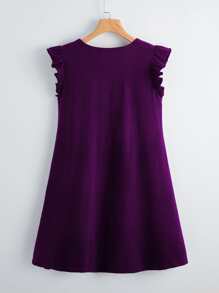 SHEIN Clasi 荷葉邊袖口素色連衣裙 - 紫色 - 查看 2