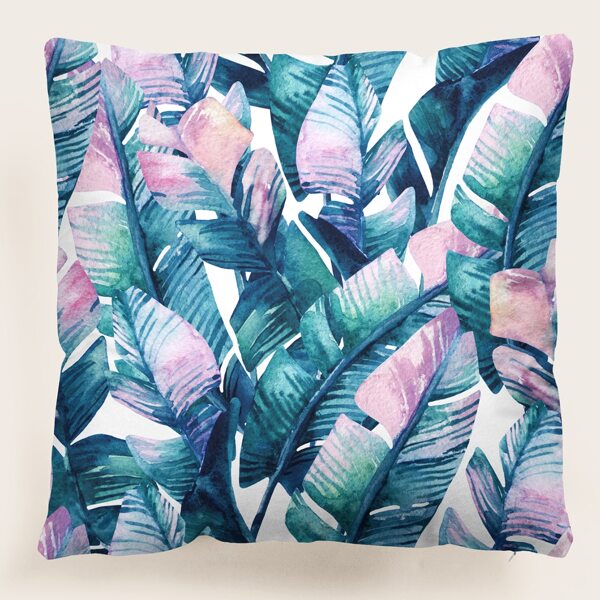 

Leaf Print Cushion Cover Without Filler, Multicolor