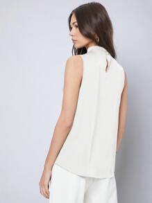 SHEIN BIZwear Top de espalda con abertura de ojo sin manga ropa de trabajo - Blanco - Ver 2