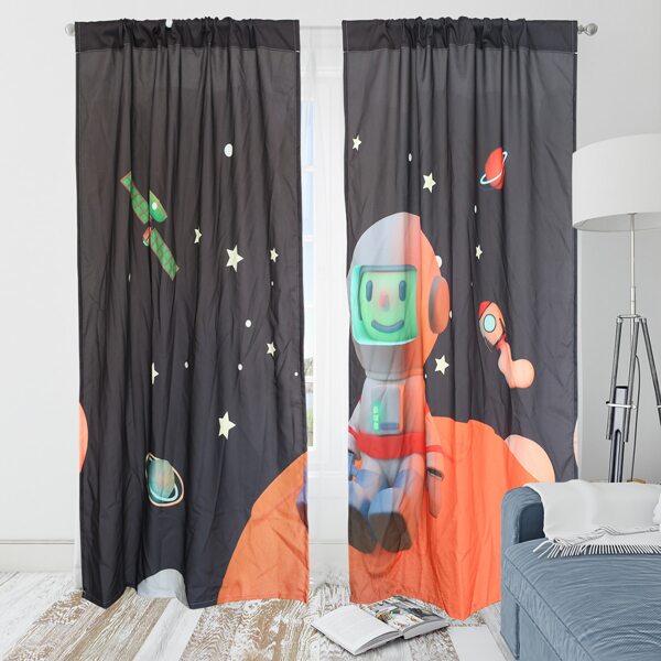 

2pcs Kids Cartoon Graphic Curtain, Multicolor