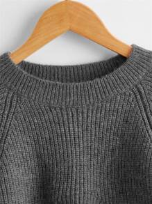 Niñas Jersey de manga raglán bajo irregular - Gris Oscuro - Ver 3