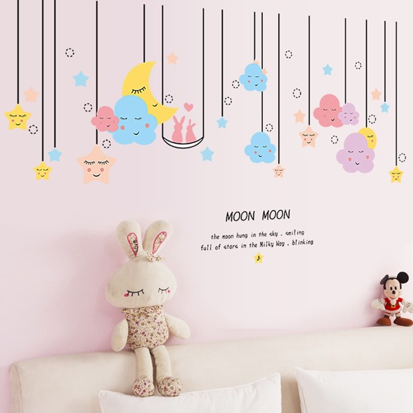 

Cloud & Star Print Wall Sticker, Multicolor