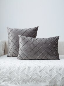 1pc Solid Color Cushion Cover Without Filler - Grey - View 1