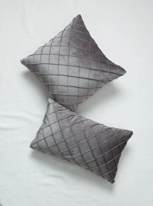 1pc Solid Color Cushion Cover Without Filler - Grey - View 7
