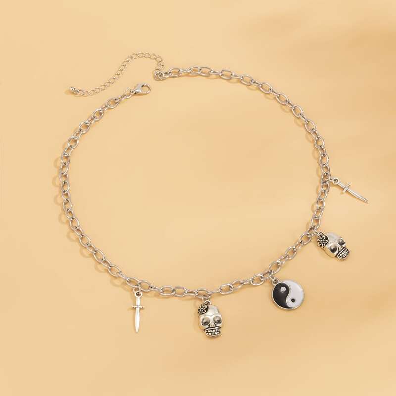 

Yin & Yang Charm Necklace, Silver