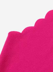 SHEIN Tween Girl Scallop Trim Halter Dress - Hot Pink - View 3