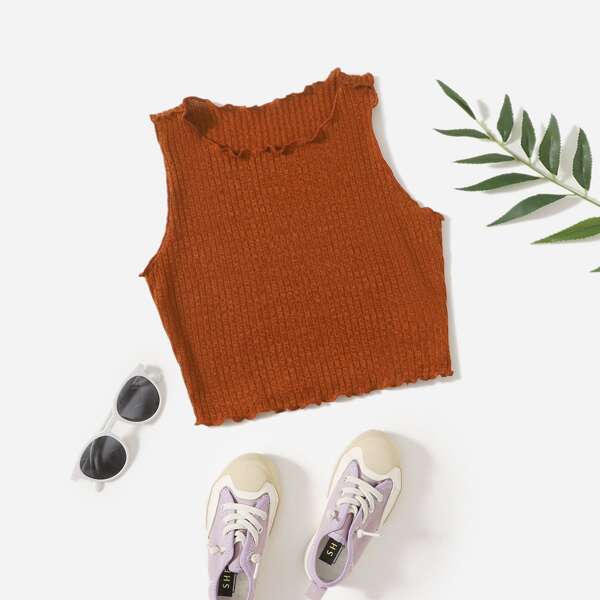 

Teen Girls Lettuce Trim Tank Top, Brown