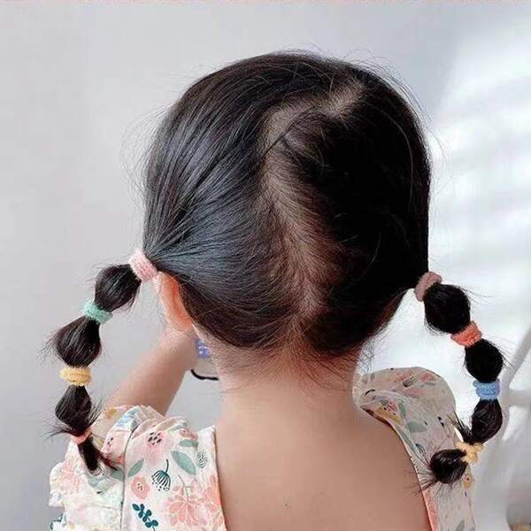 

100pcs Baby Simple Hair Tie, Multicolor