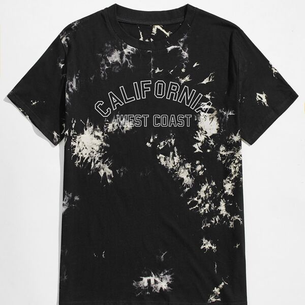 

Guys Letter Graphic Tie Dye Tee, Black