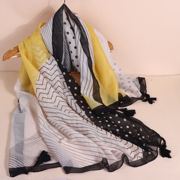 

Tassel Charm Polka Dot Scarf, Multicolor