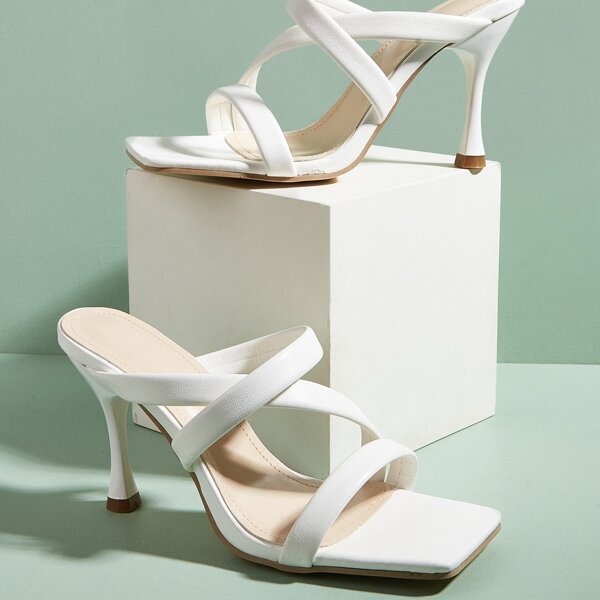 

Minimalist Stiletto Heeled Mules, White
