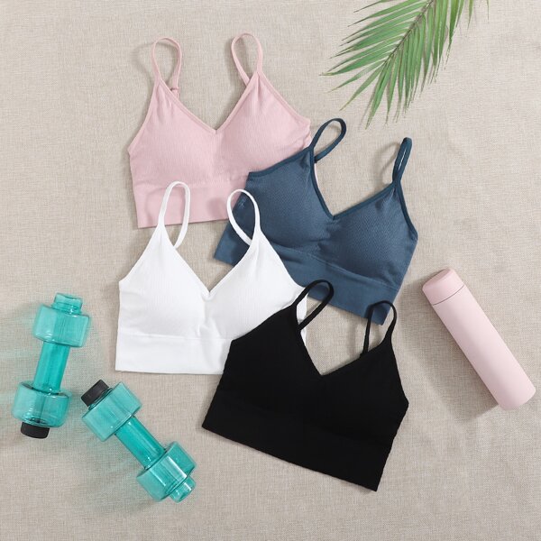 

4pcs Light Support Sports Bra, Multicolor