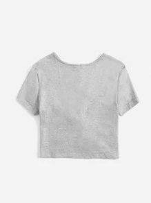 Muchica Twist Hem Solid Tee - Light Grey - View 2