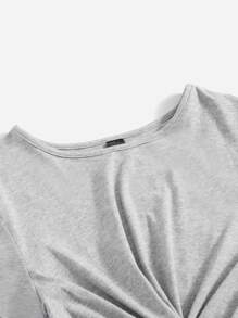Muchica Twist Hem Solid Tee - Light Grey - View 4