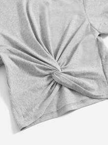 Muchica Twist Hem Solid Tee - Light Grey - View 5