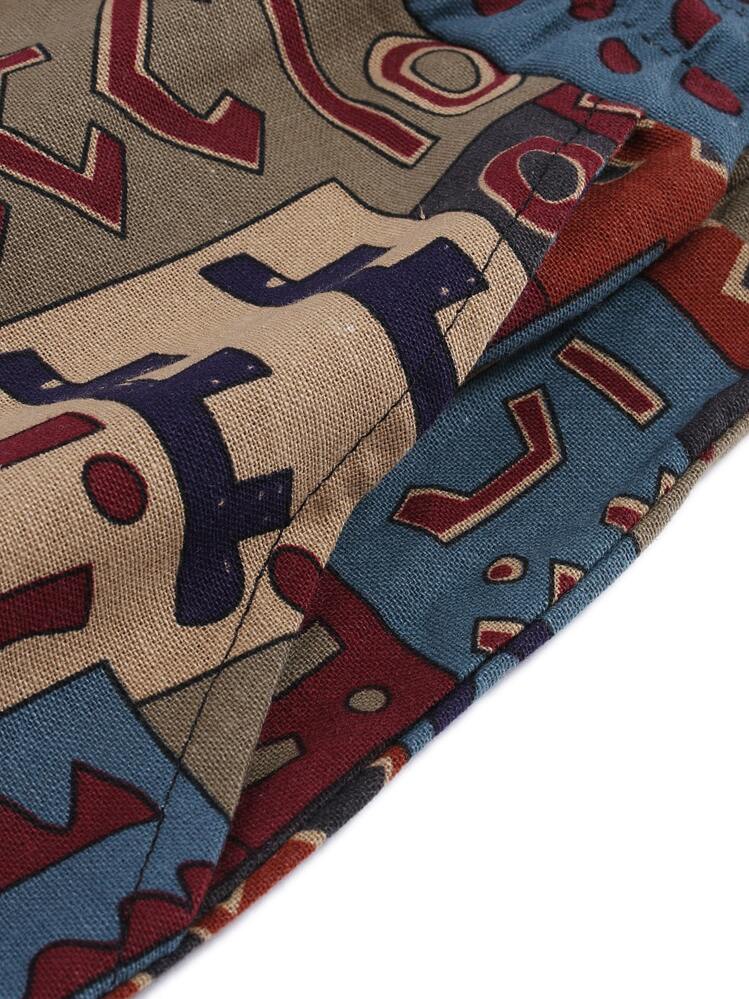 Manfinity Homme Loose Fit Men's Random Geometric Printed Pants With Side Pockets Baggy Long Slacks Graphic Colorful Going Out, For Fall - Multicolor - View 3