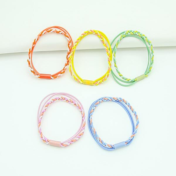 

5pcs Braided Hair Tie, Multicolor