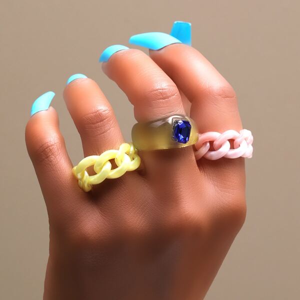 

3pcs Chain Design Ring, Multicolor