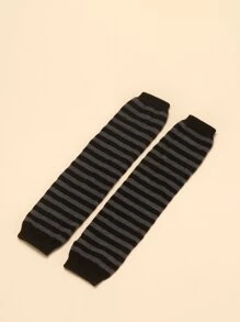 Striped Pattern Long Fingerless Gloves Halloween Cold Gloves - Multicolor - View 2