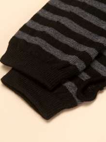 Striped Pattern Long Fingerless Gloves Halloween Cold Gloves - Multicolor - View 3