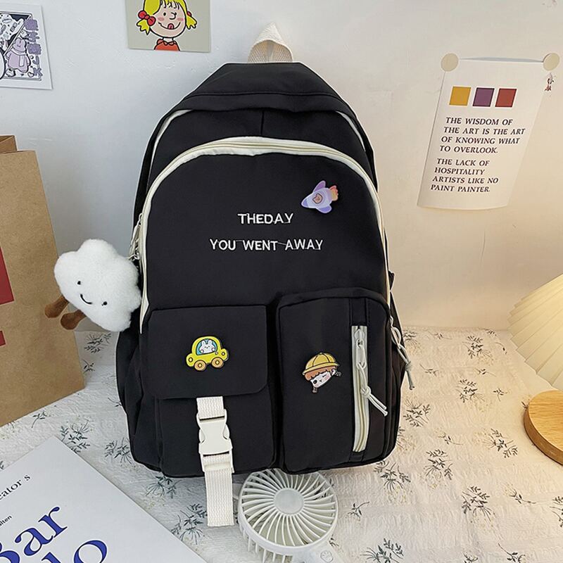 

Release Buckle Decor Backpack, Black