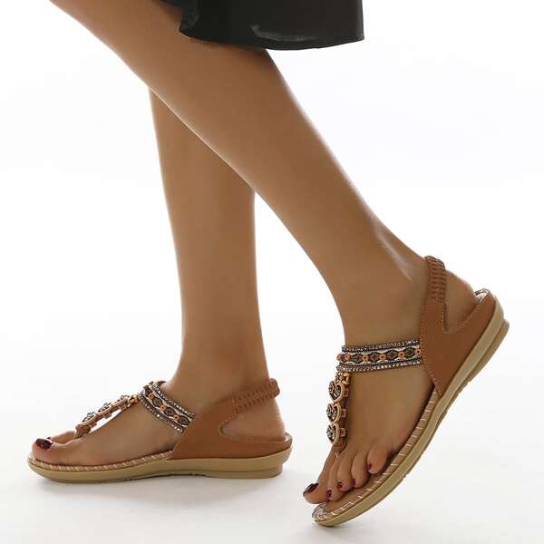 

Sequin Decor Slingback Thong Sandals, Multicolor