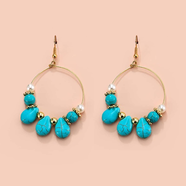 

Stone Charm Drop Earrings, Blue