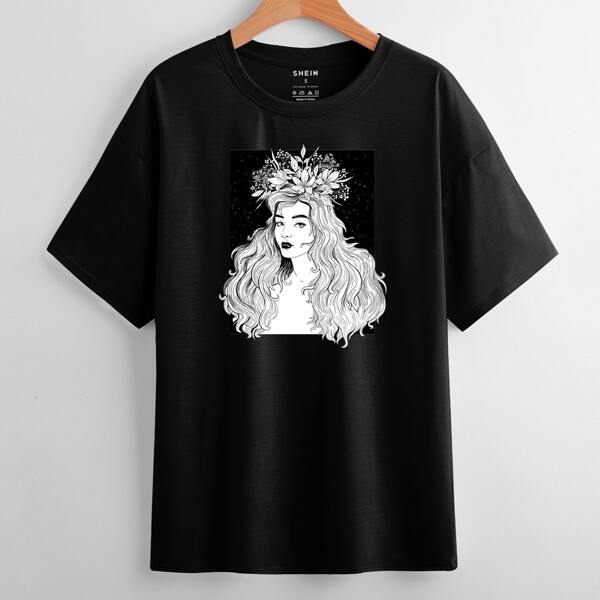 

Figure Graphic Drop Shoulder Tee, Black