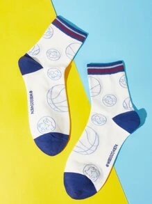 SPACE JAM: A NEW LEGACY X SHEIN Hombres Calcetines de tripulación baloncesto con estampado - Multicolor - Ver 1