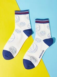 SPACE JAM: A NEW LEGACY X SHEIN Hombres Calcetines de tripulación baloncesto con estampado - Multicolor - Ver 2