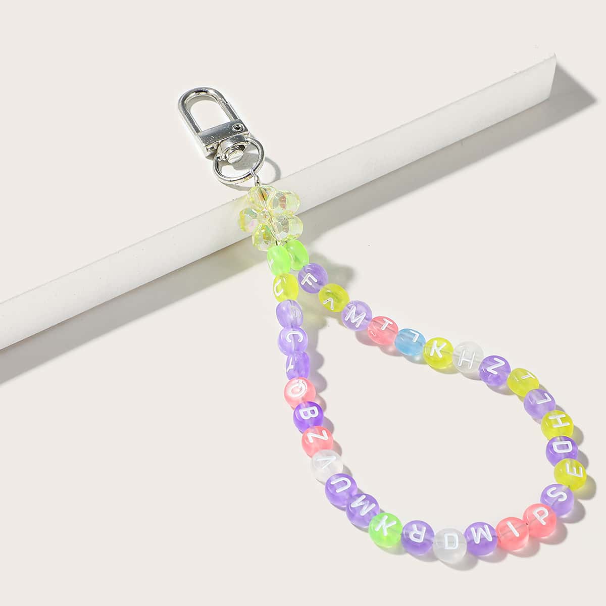 

Letter Graphic Beaded Bag Charm, Multicolor